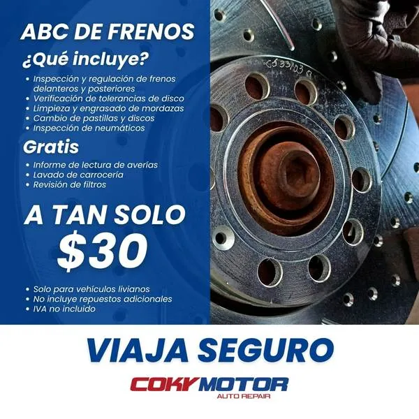 Promo ABC de frenos a $30